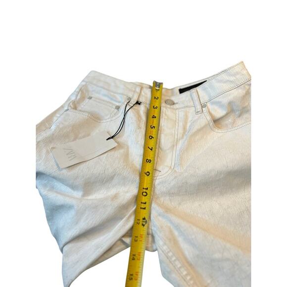 Zara Tapered Crashed Barrel Leg Pant Crackle Texture Jean Sz 4 NWTs - Picture 10 of 11